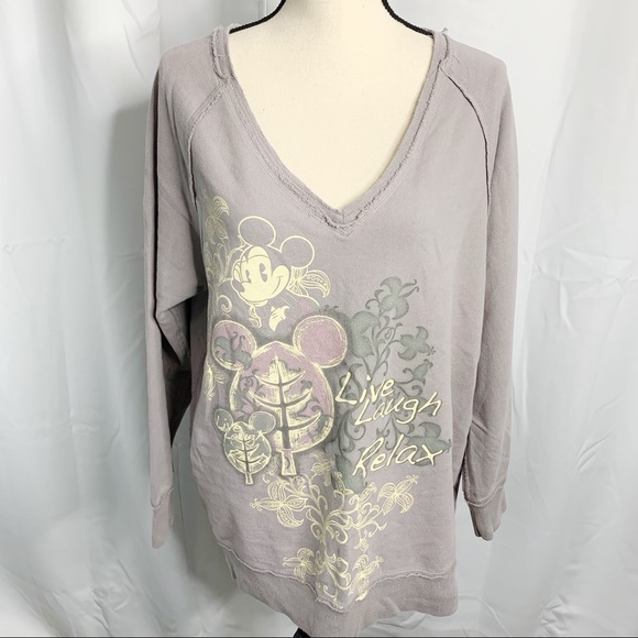 Disney Tops - Disneyland v neck sweatshirt live laugh relax L Disney Tops - Disneyland v neck sweatshirt live laugh relax L